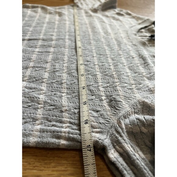 Banana Republic Gray White Stripe Cable Knit Crew Neck Lightweight Sweater M - Picture 7 of 7